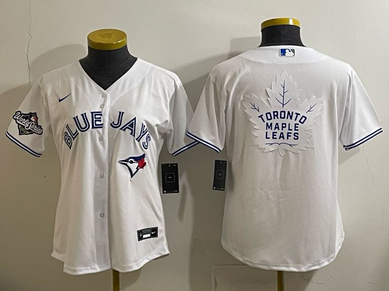 Women 2025 Nike Toronto Blue Jays Blank White Game MLB Jersey 08